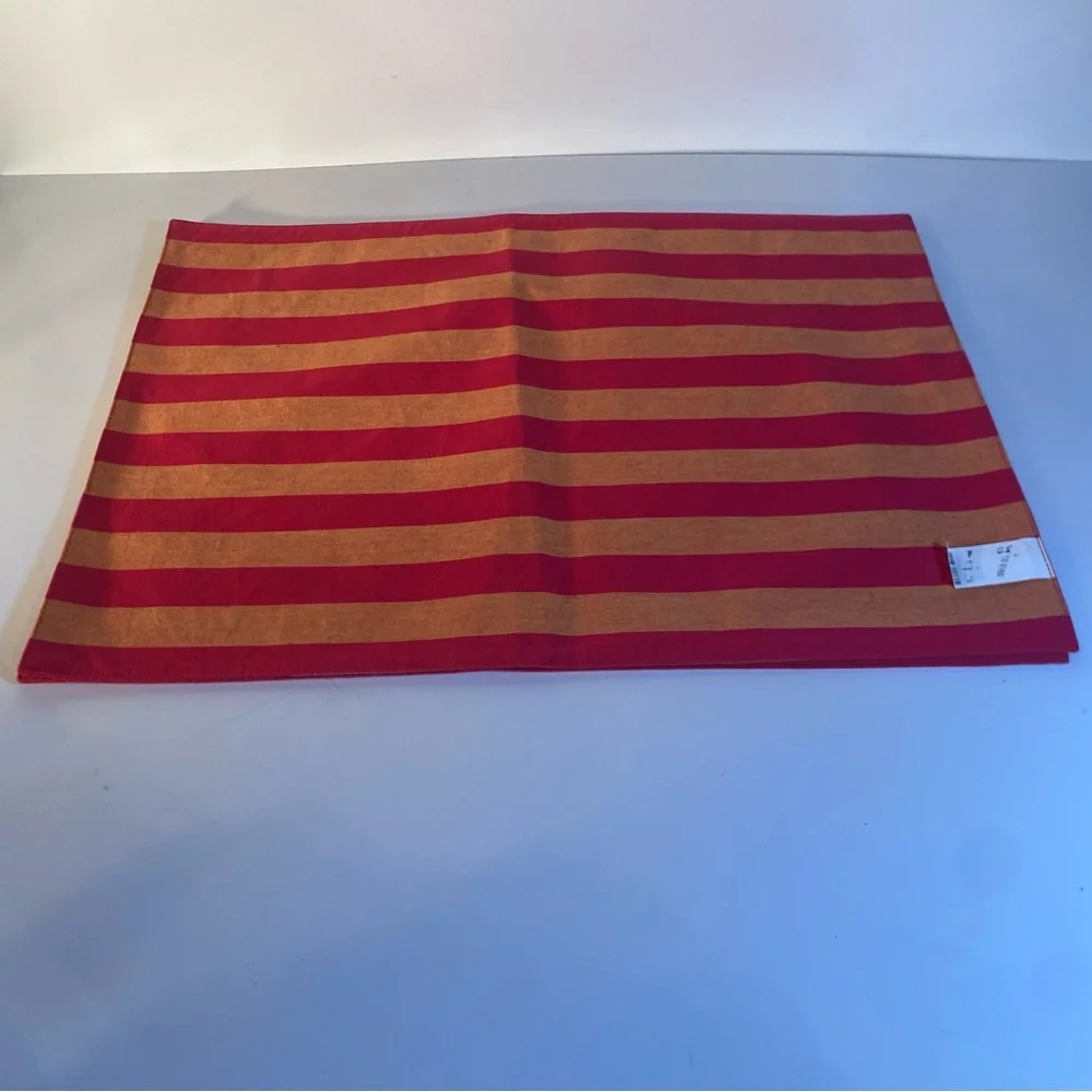 Set Of 2 Pier 1 Color Block Embroidery Striped Reversible Placemats & 2 Napkins
